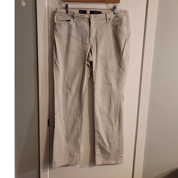 Nine West Sz 14 Marilyn Medallion Jeans Bling Pockets Beige Straight Leg Retro - Picture 1 of 10